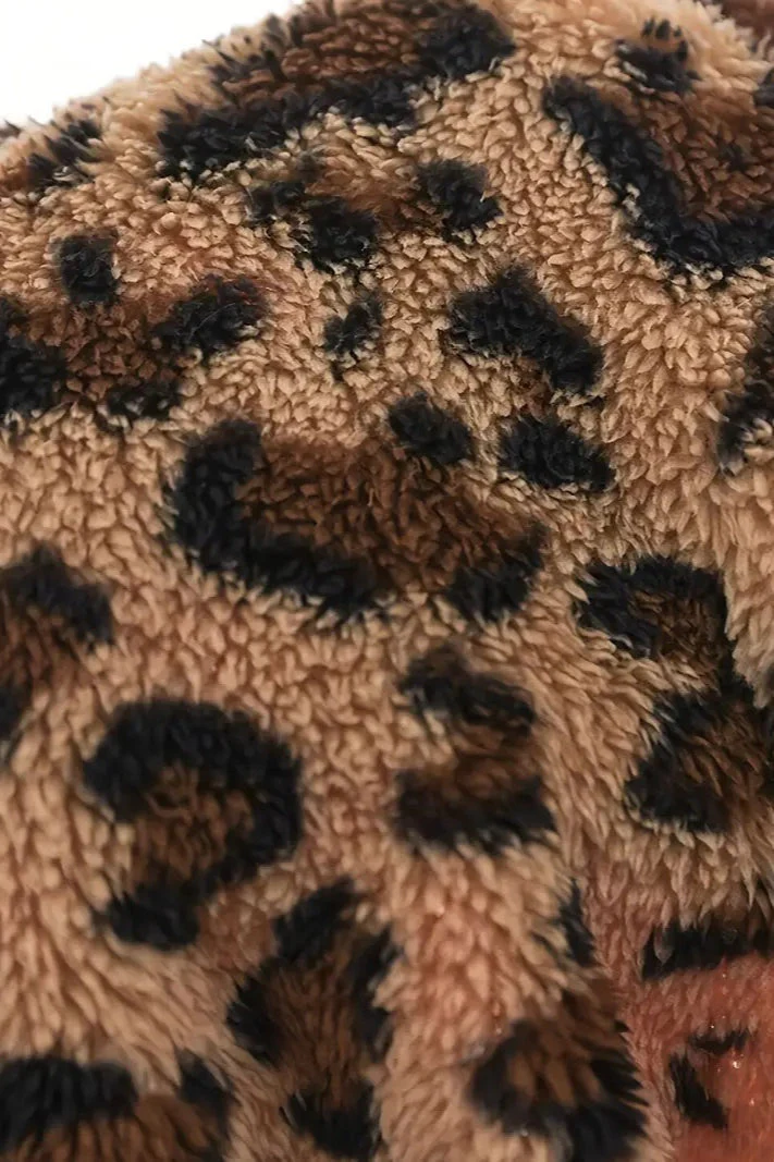 Elegant Leopard Print Hooded Zip-Up Coat - Image 4