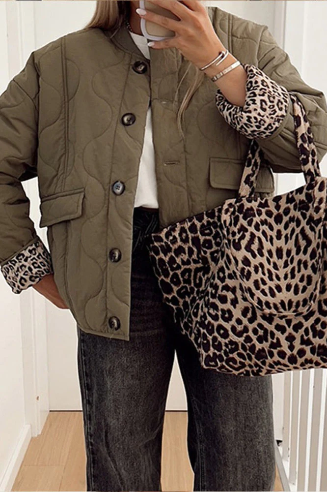 Army Green Relaxed Cotton Coat - Image 2