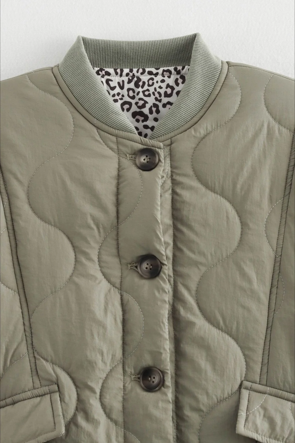 Army Green Relaxed Cotton Coat - Image 4