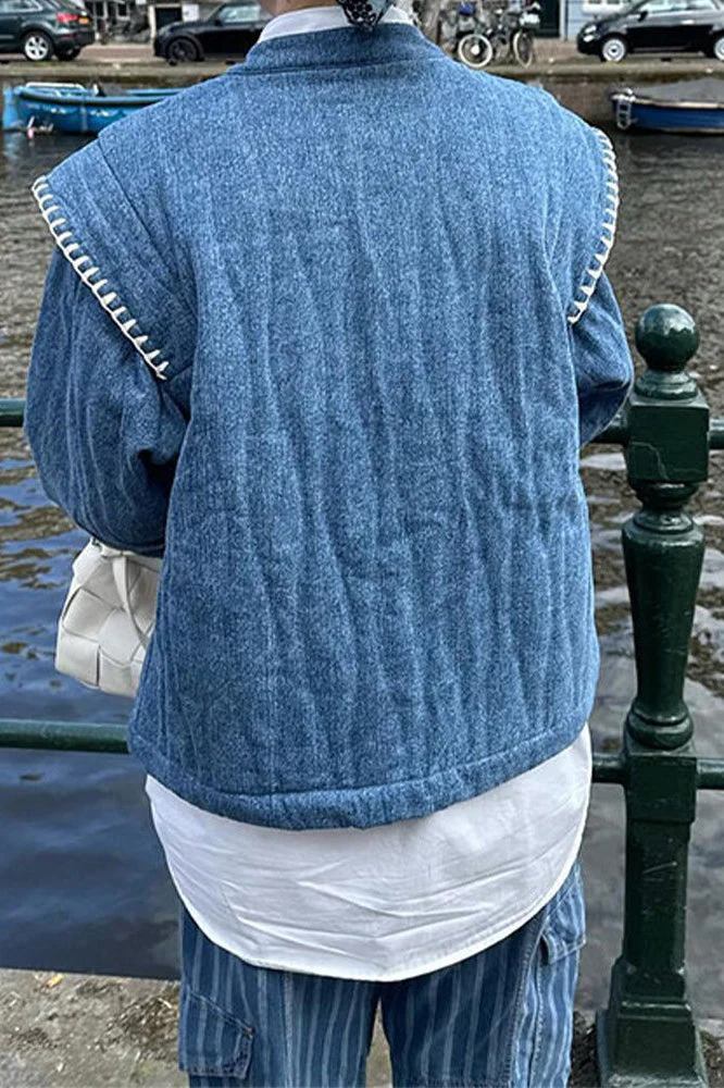 Blue Floral Cotton Coat - Image 3