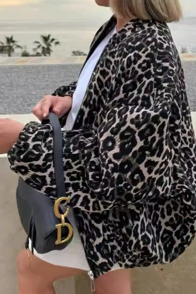 Animal Print Cotton Casual Coat - Image 2