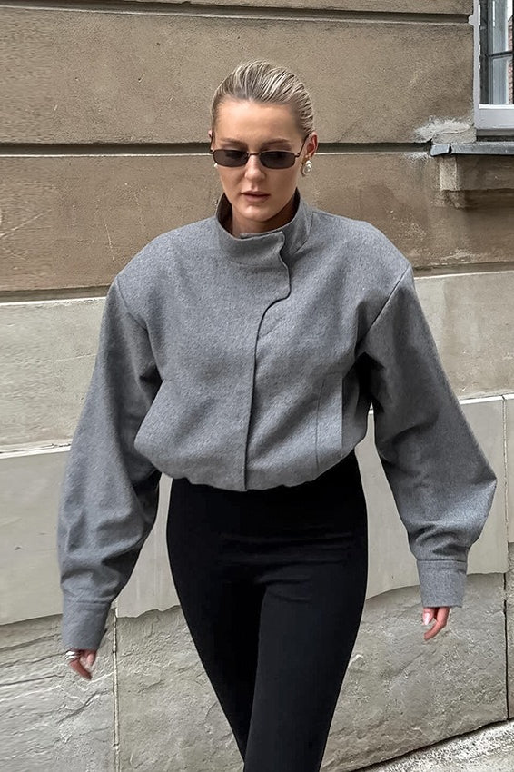 Thick Grey Woolen Jacket - Image 2