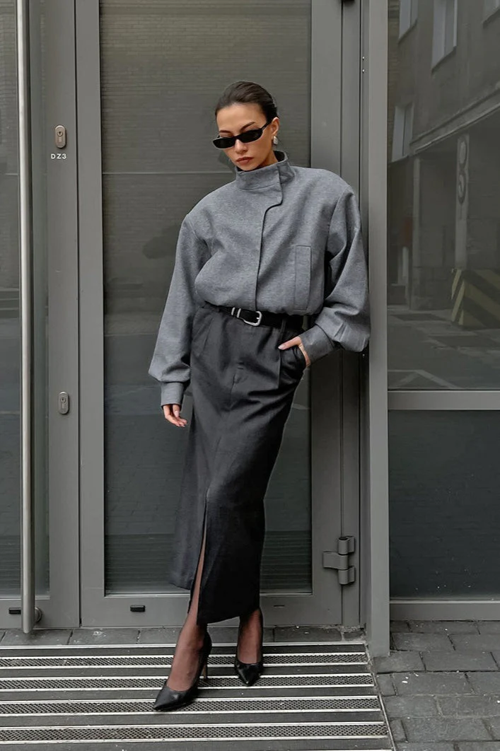 Thick Grey Woolen Jacket - Image 4