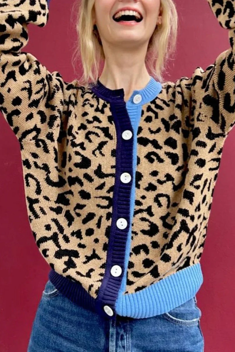 Y2K Vintage Leopard Knit Cardigan - Image 3