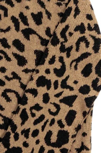 Casual Loose O-Neck Leopard Cardigan - Image 3