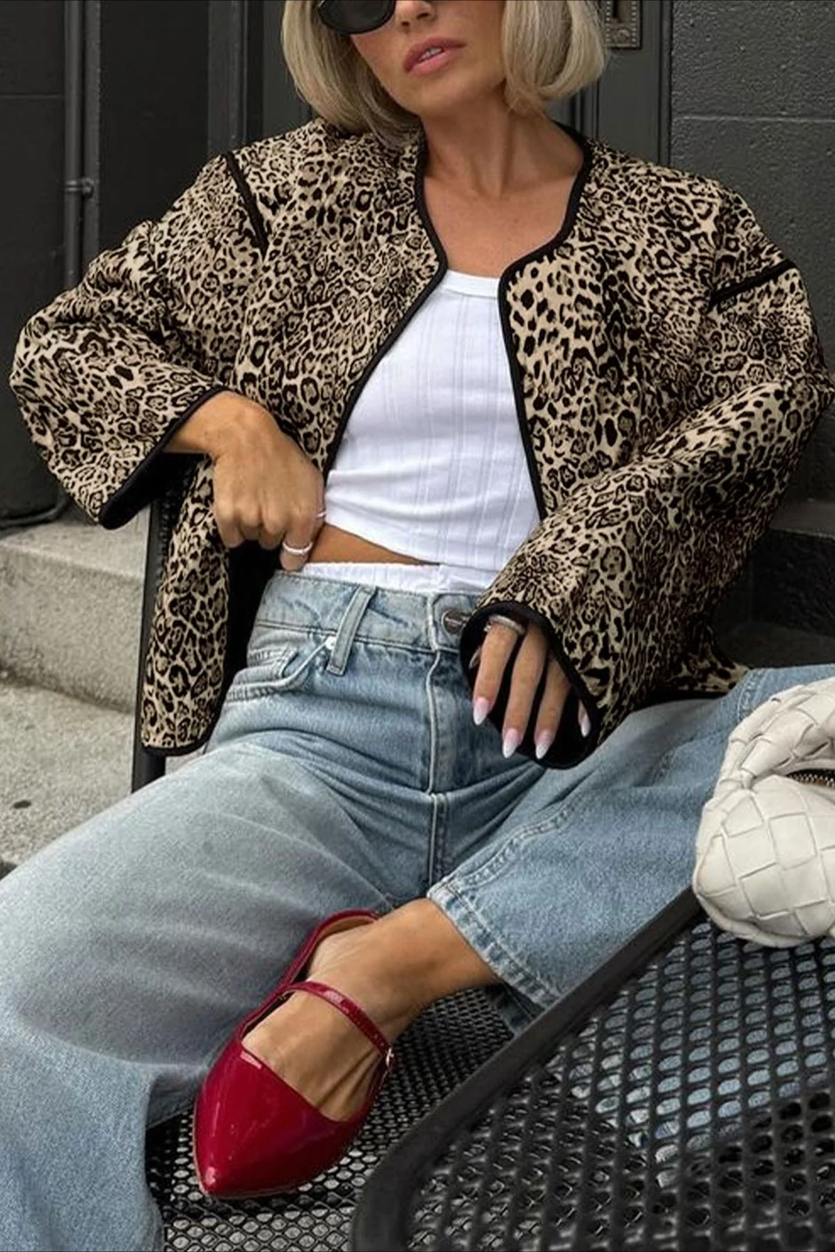 Vintage Style Animal Print Short Cardigan - Image 2