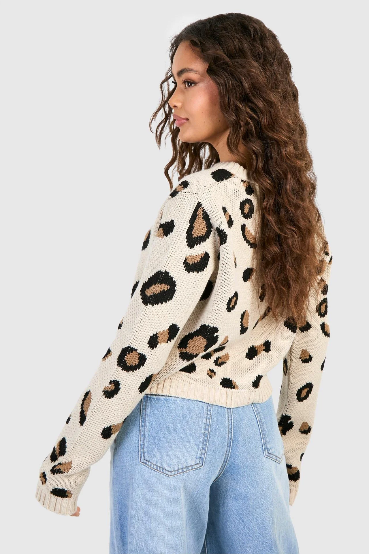 Tie Front Leopard Knit Cardigan - Image 4