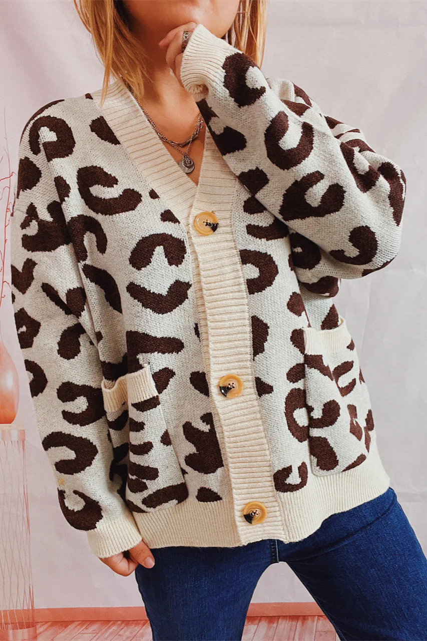 Casual Leopard Long Sleeve Cardigan - Image 2