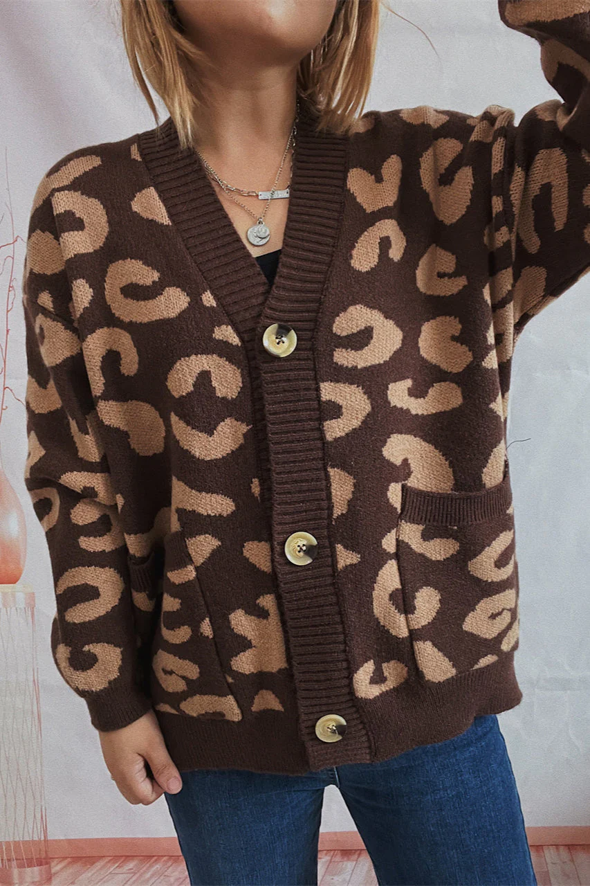 Casual Leopard Long Sleeve Cardigan - Image 4