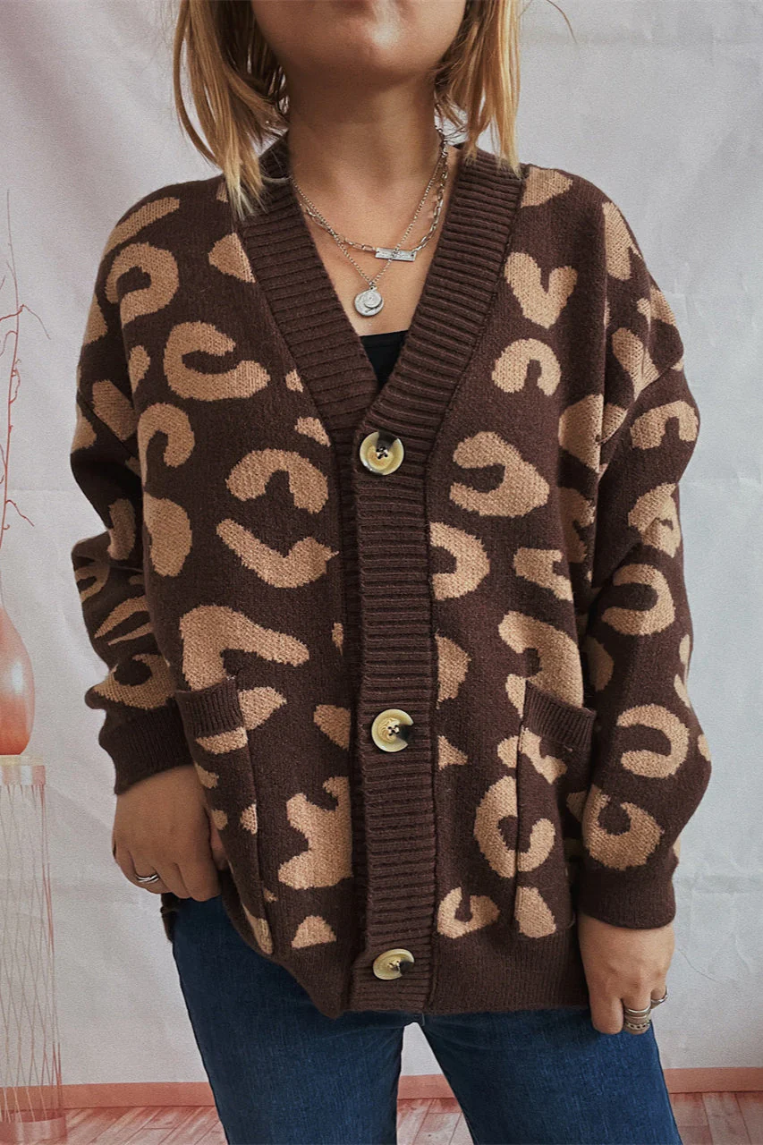 Casual Leopard Long Sleeve Cardigan - Image 5