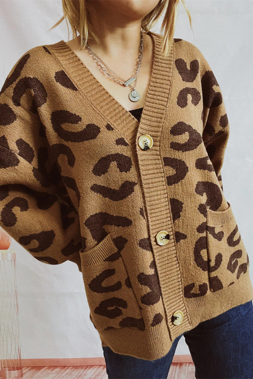 Casual Leopard Long Sleeve Cardigan - Image 7