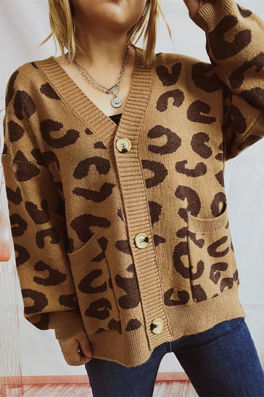 Casual Leopard Long Sleeve Cardigan - Image 8