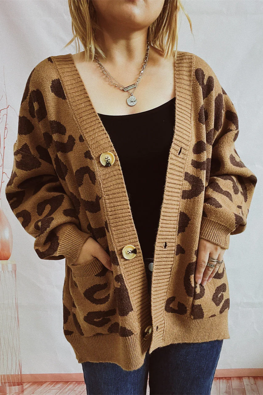 Casual Leopard Long Sleeve Cardigan - Image 9