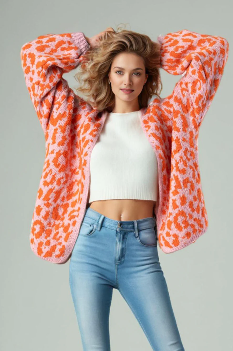 Loose Fit Colorblock Cardigan - Image 4