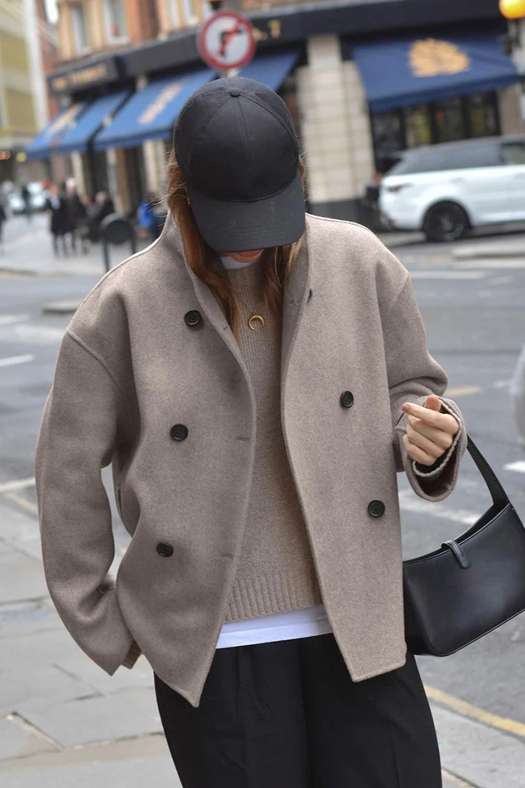 Brown Woolen Double Breasted Jacket - Image 2