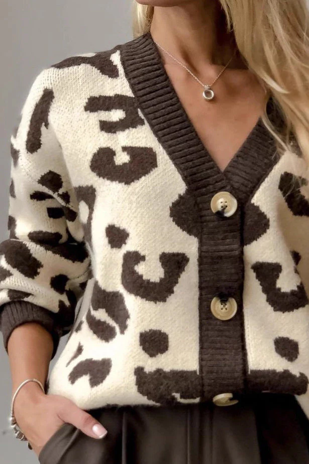 Casual Leopard Pattern Cardigan - Image 2