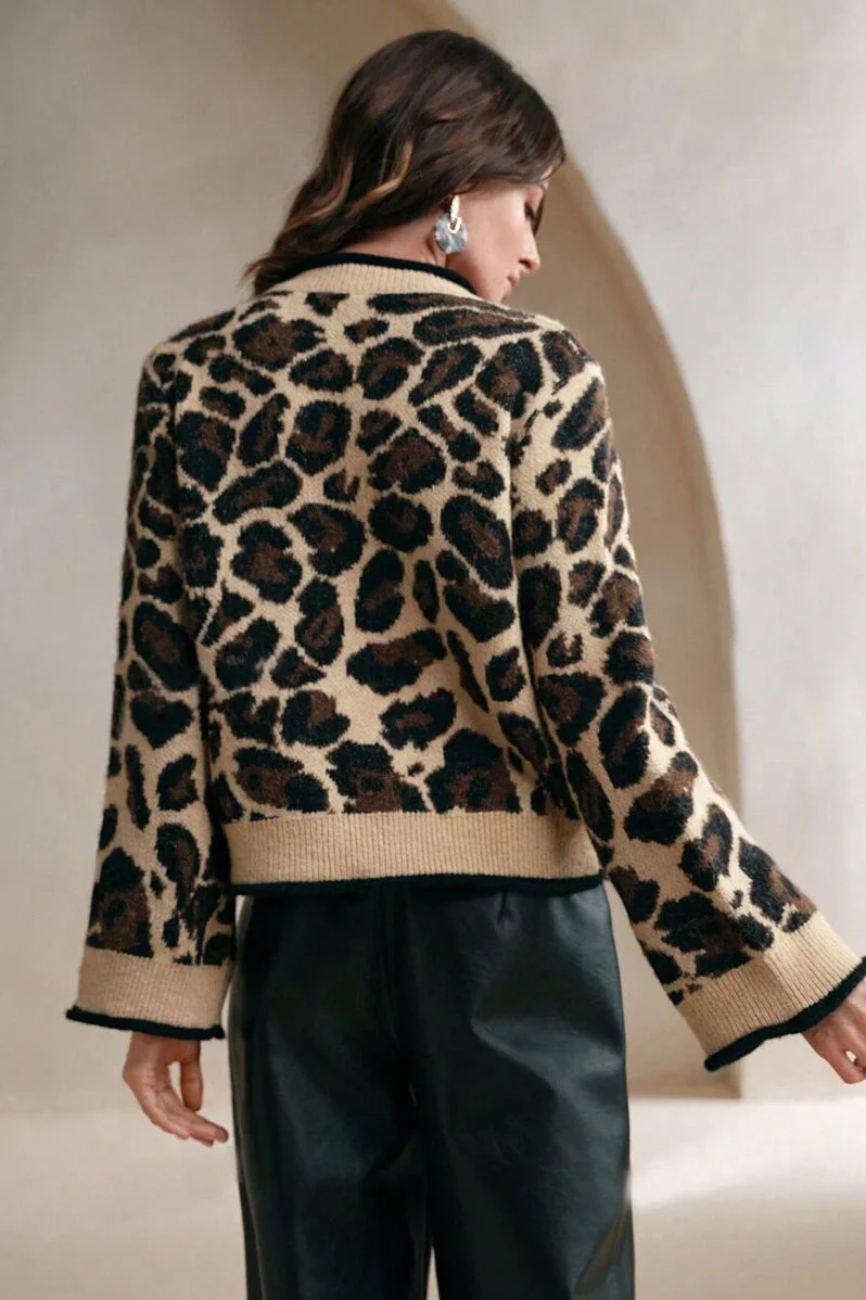 Slouchy Leopard Knitwear Cardigan - Image 2