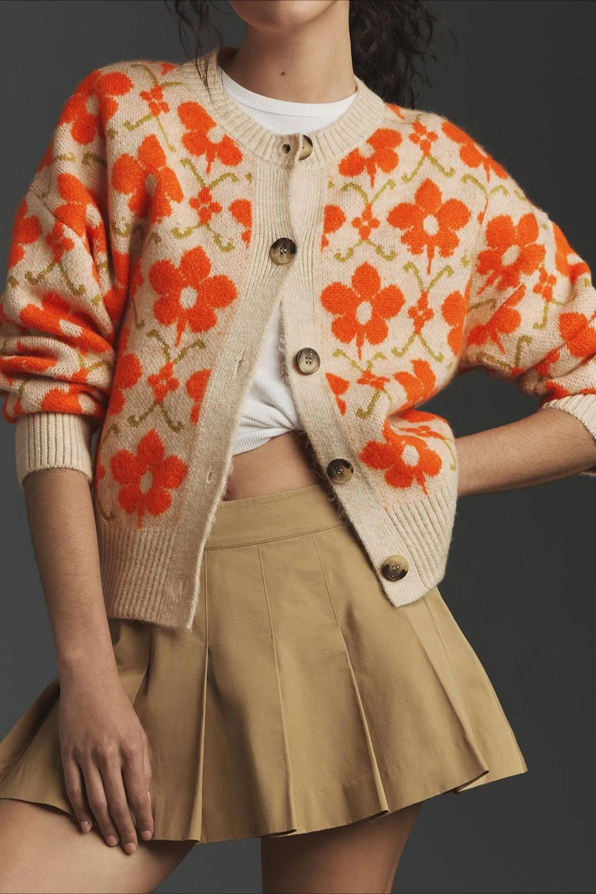 Jacquard Button-Up Knit Cardigan - Image 2