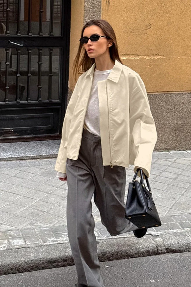 Loose Fit Khaki Cotton Jacket - Image 2
