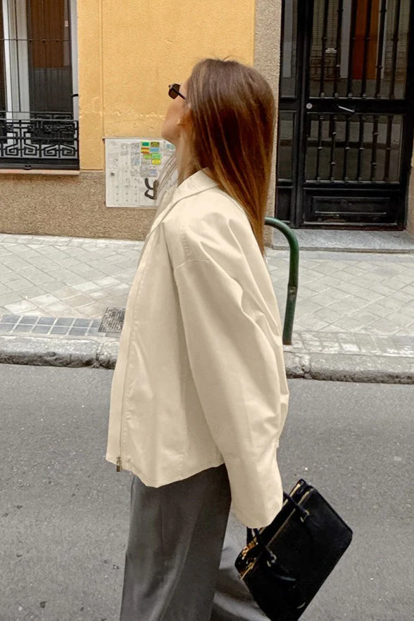 Loose Fit Khaki Cotton Jacket - Image 4