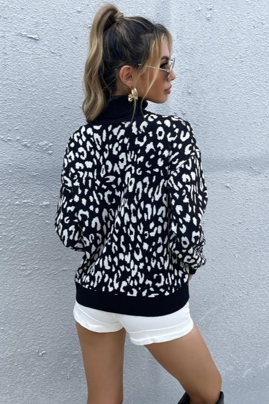 High Neck Jacquard Pullover Sweater - Image 4