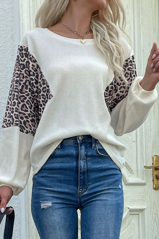 Loose Fit Leopard Panel Sweater - Image 2