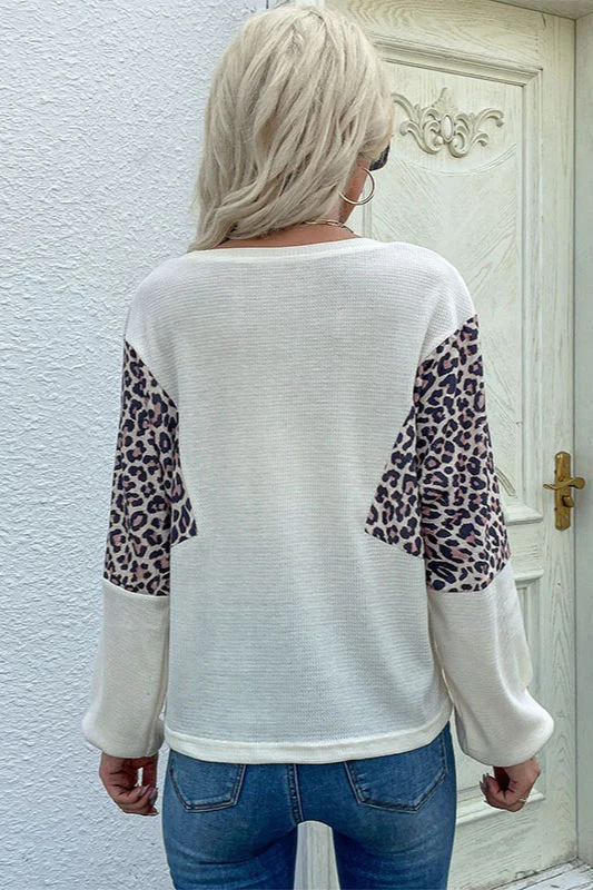 Loose Fit Leopard Panel Sweater - Image 4