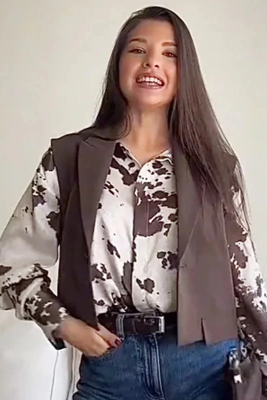 Animal Print Satin Oversized Blouse - Image 2