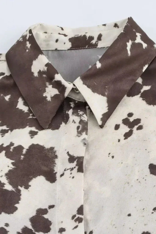 Animal Print Satin Oversized Blouse - Image 3