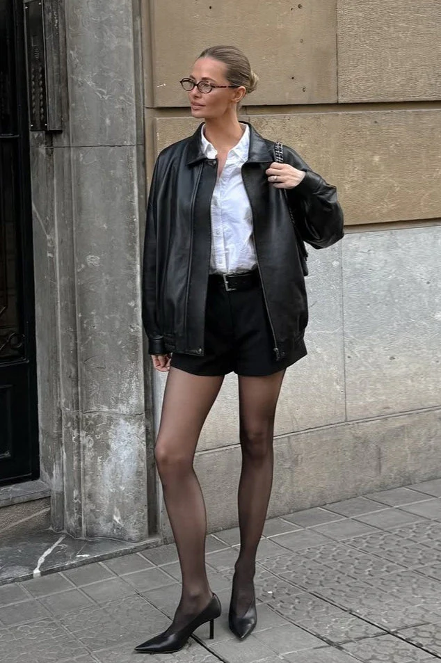Retro Black Leather Moto Jacket - Image 4