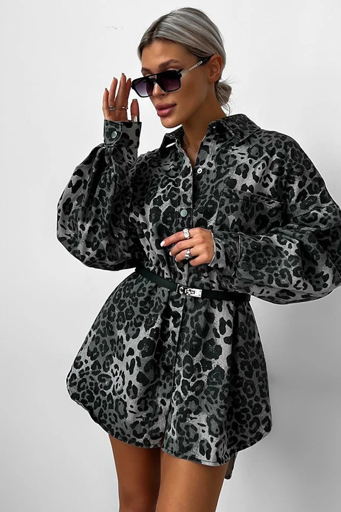 Autumn Vintage Leopard Print Casual Blouse - Image 4