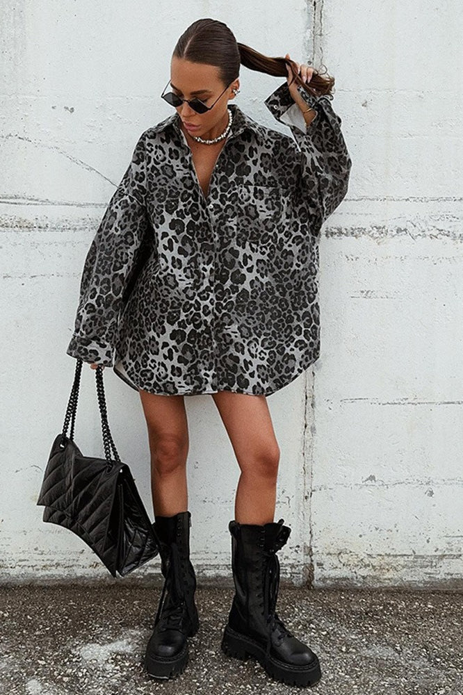 Autumn Vintage Leopard Print Casual Blouse - Image 6