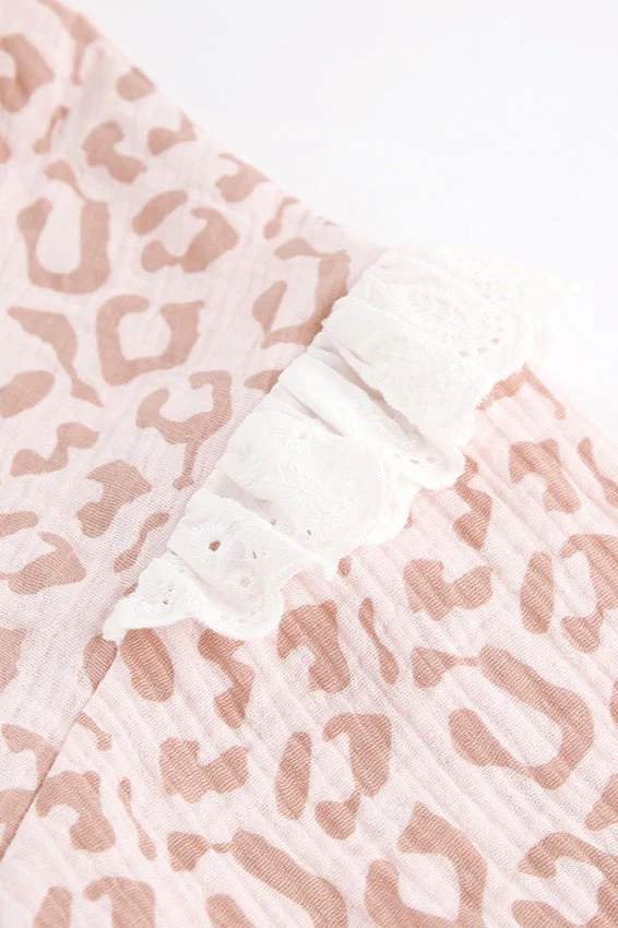 Pink Leopard Print Fashion Ruffle Blouse - Image 3