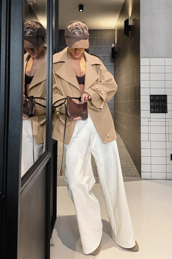 Retro Khaki Oversized Trench Jacket - Image 4
