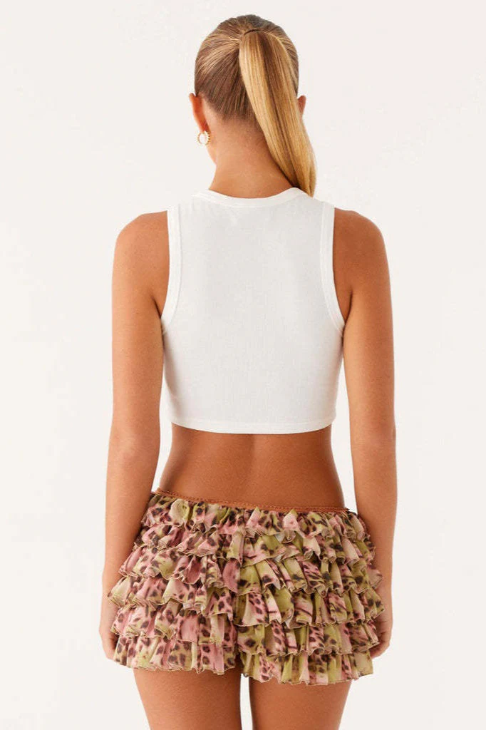 Lace Layered Ruffle Mini Skirt - Image 3