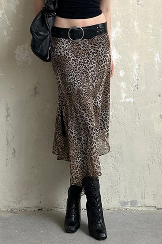Vintage Leopard Print Low Waist Bodycon Skirt - Image 2