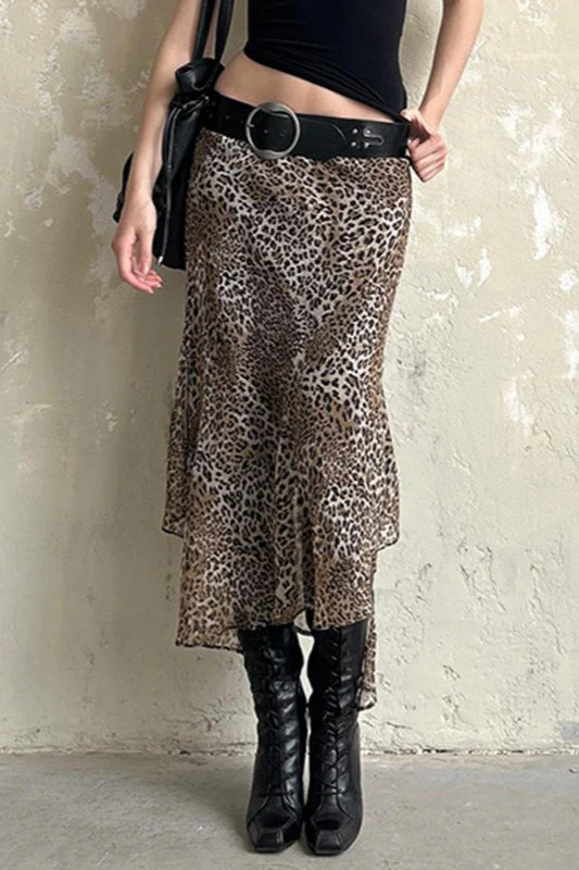 Vintage Leopard Print Low Waist Bodycon Skirt - Image 3