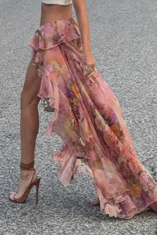 Romantic Floral High Waist Maxi Skirt - Image 3