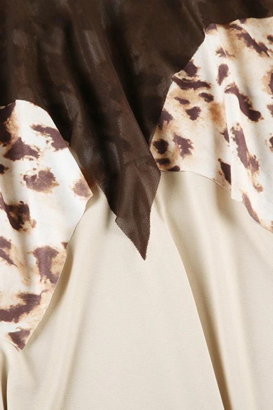Tribal Leopard Print Asymmetrical Midi Skirt - Image 4