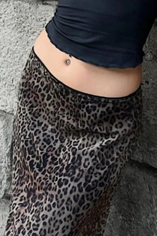 Lace Trim Leopard Patchwork Skirt - Image 3