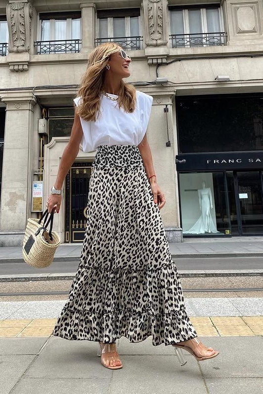 Leopard Print Flowy Midi Skirt - Image 2