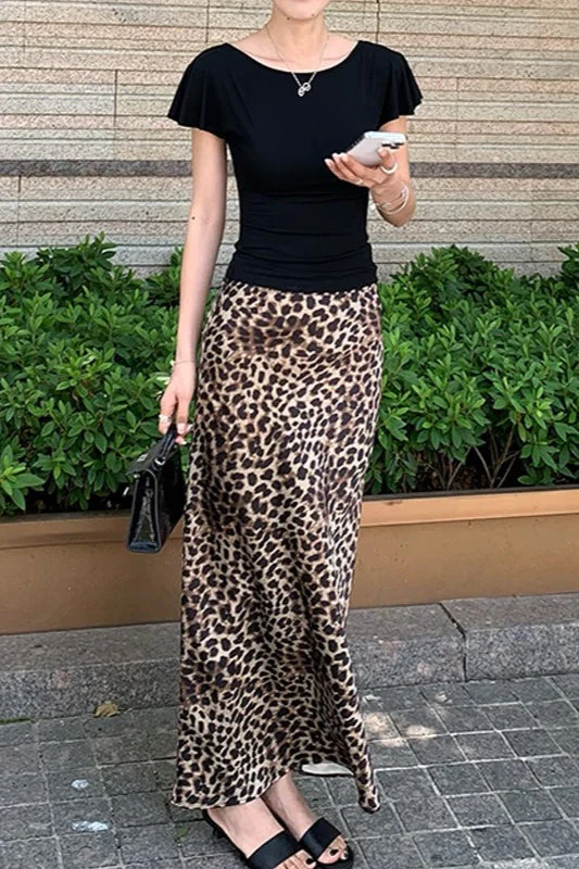 Asymmetric Leopard Print Maxi Skirt - Image 2