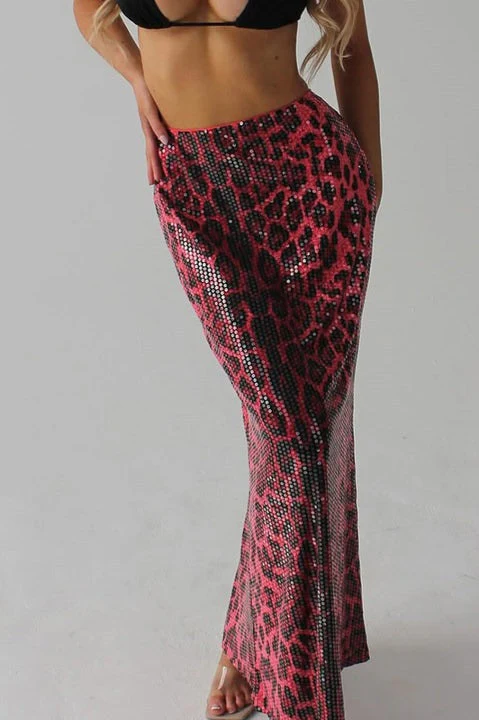 Sequin Leopard Double Layer Skirt - Image 4