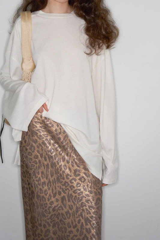 Glossy Straight Leopard Midi Skirt - Image 3