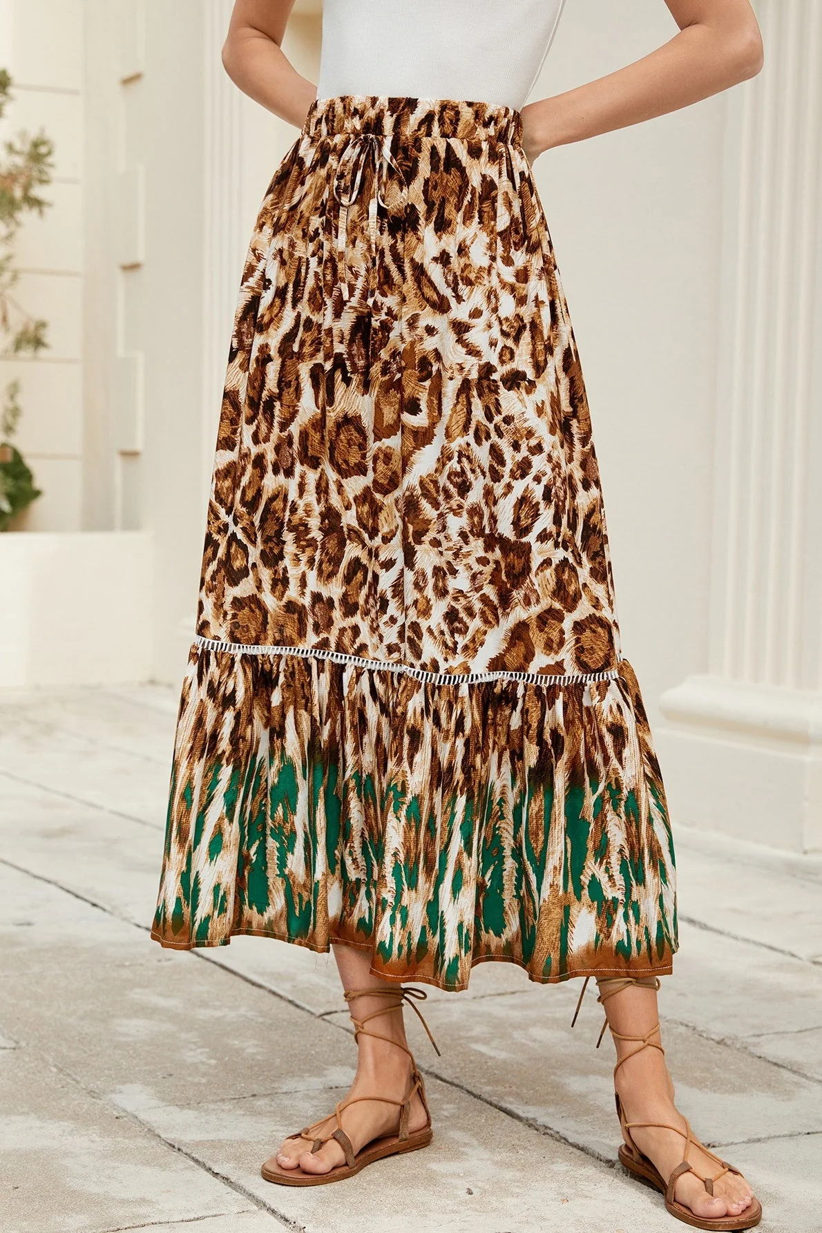Boho Ruffle Floral Maxi Skirt - Image 2