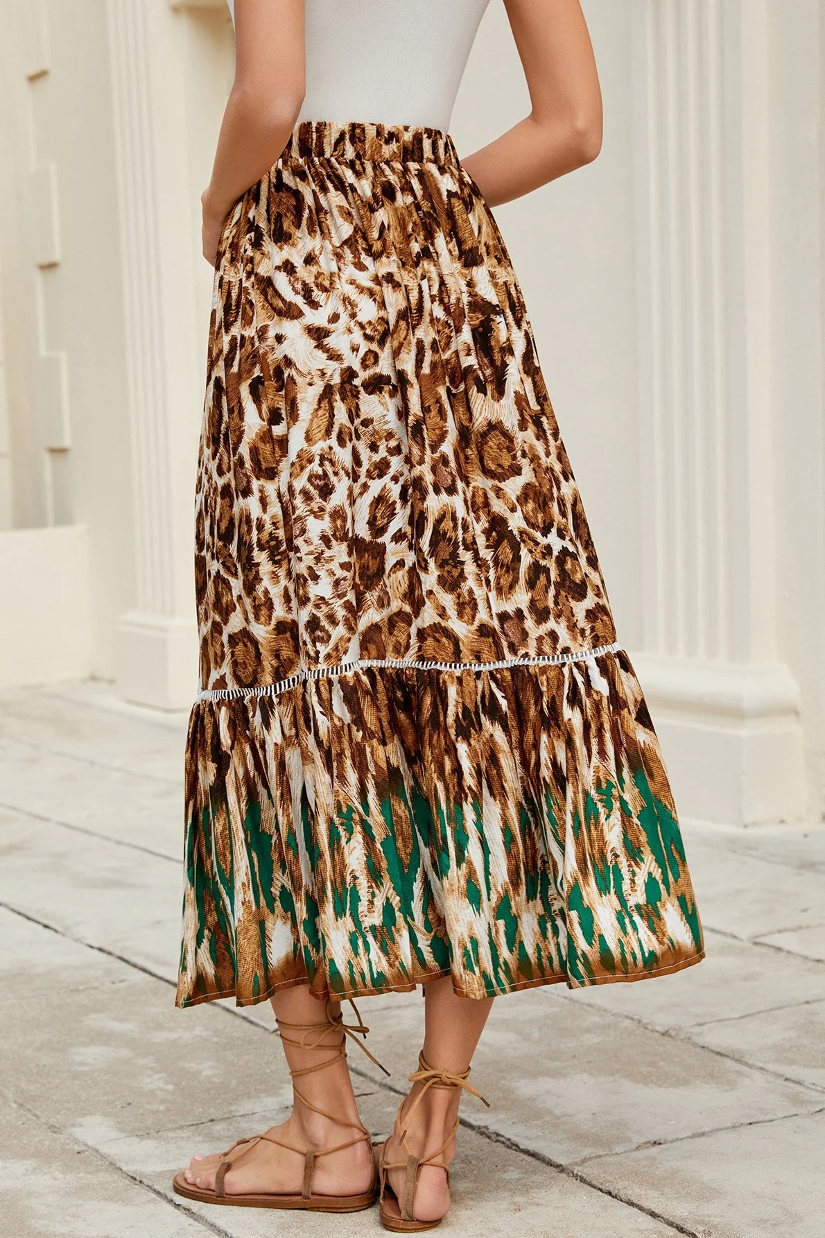 Boho Ruffle Floral Maxi Skirt - Image 3