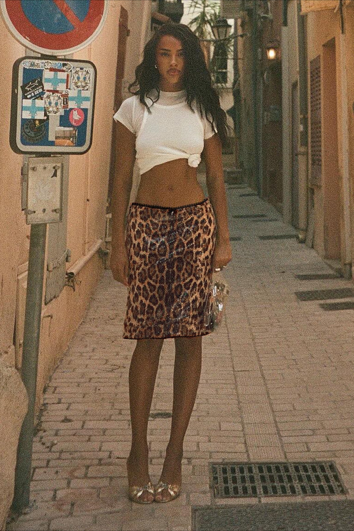 Sequin Leopard Print Bodycon Skirt - Image 4