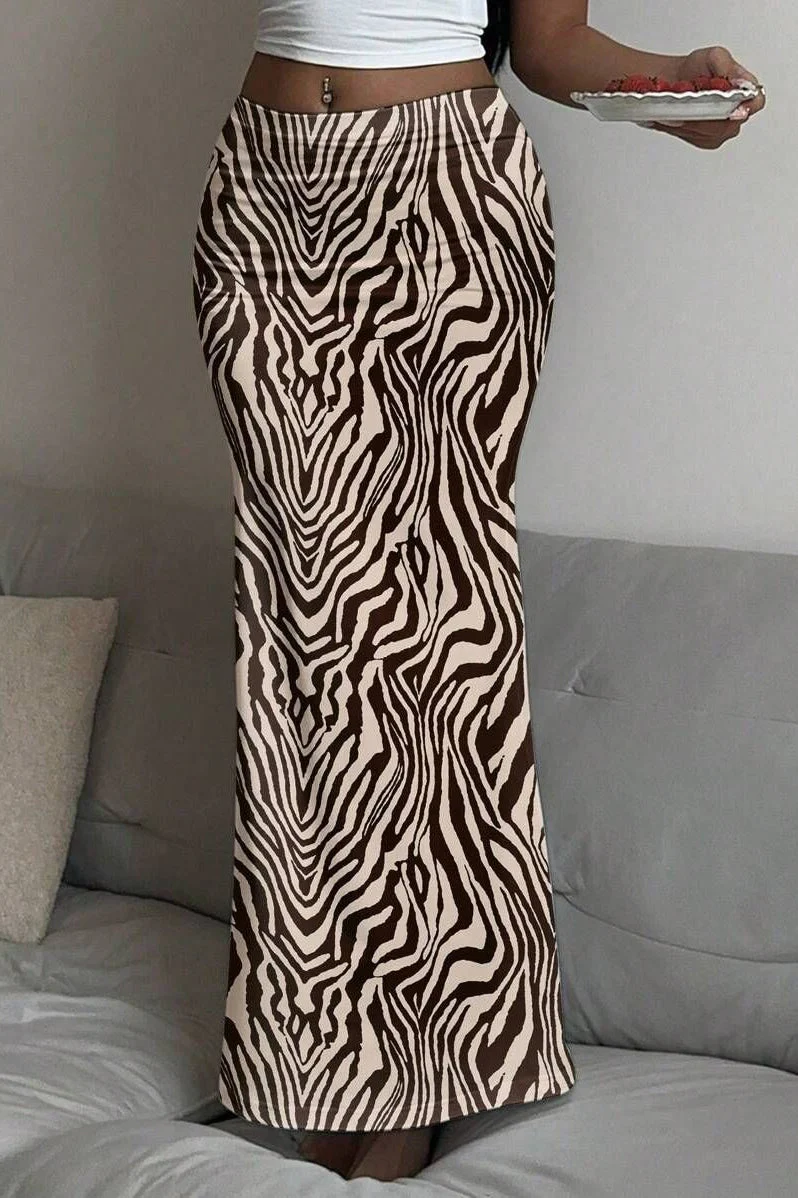 Fashion Low Rise Printed Maxi Skirt - Image 3