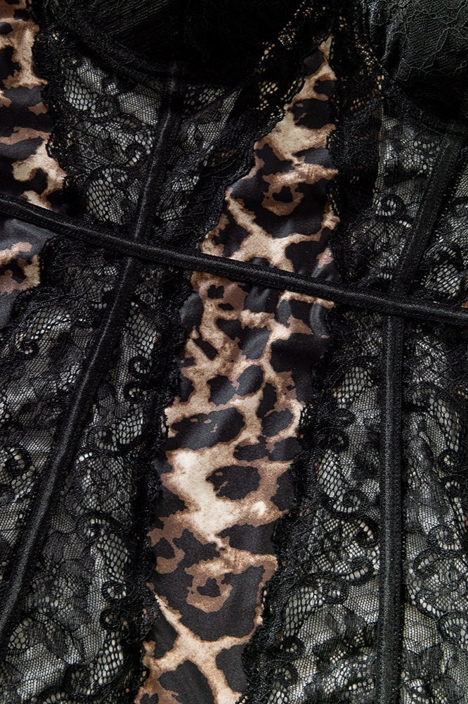 Leopard Lace Patchwork Underwire Mini Dress - Image 4