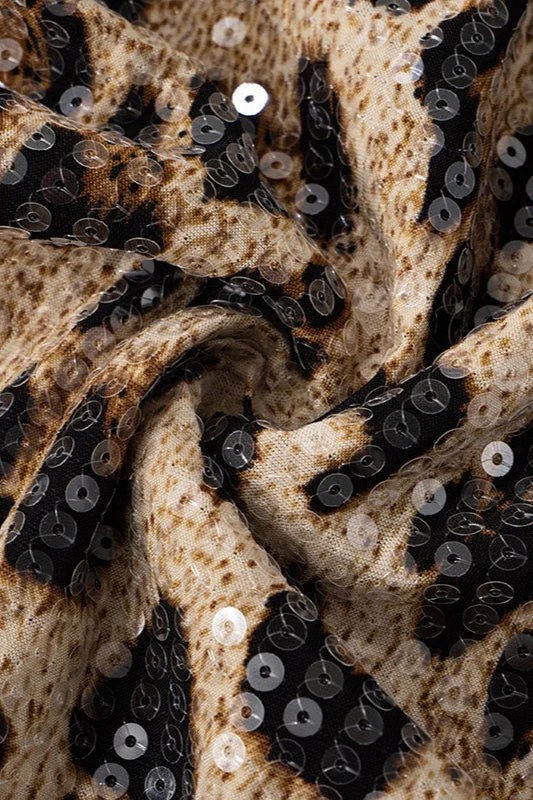 Strapless Leopard Sequin Bodycon Mini Dress - Image 5